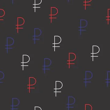Russian rouble icon vector geometric seamless background Stock Illustration