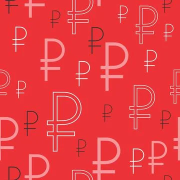 Russian rouble icon vector geometric seamless background Stock Illustration