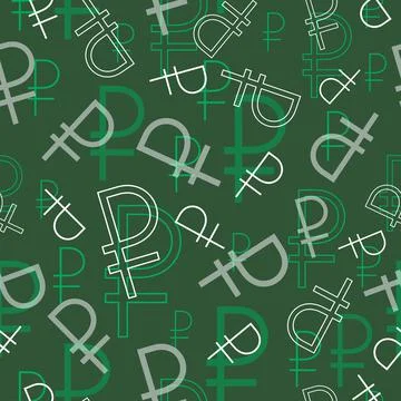 Russian rouble icon vector geometric seamless background Stock Illustration