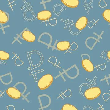 Russian rouble icon vector geometric seamless background Illustrazione stock