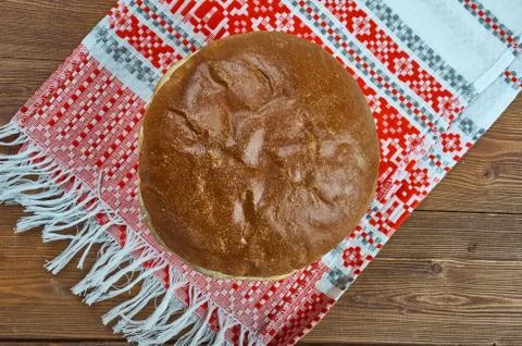 Russian   round bread - karavai Stock Photos