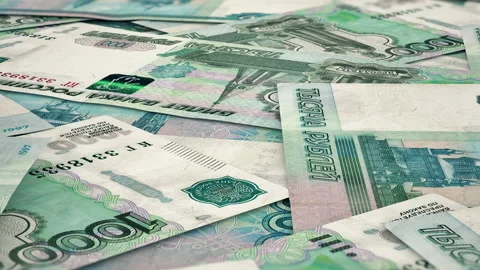 Russian ruble banknotes animation Stock Footage 196012119