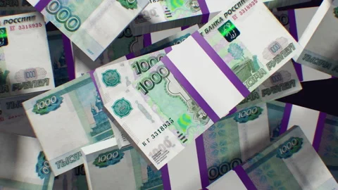 Russian ruble banknotes animation Stock Footage 201940469