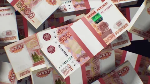 Russian ruble banknotes animation Stock Footage 201940569