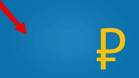 Russian Ruble Currency Falling Chart. Stock Footage 101354456