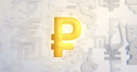 Russian Ruble Currency Loop in a 3D animation Stock Footage 251373709