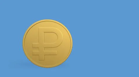 Russian ruble currency symbol with a stack of coins. 3D-Rendering 스톡 일러스트