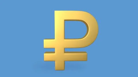 Russian ruble currency symbol with a stack of coins. 3D-Rendering Illustrazione stock