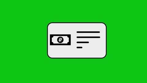 Russian ruble digital payment receipt animation on green screen background .. Видео 346496743