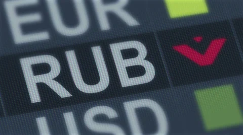 Russian ruble falling. World exchange market default. Global financial crisis Stock Footage 58680344