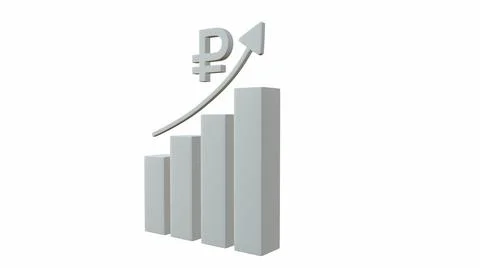 Russian ruble. The Increasing Icon Is Up. 3d-rendering Stockillustratie
