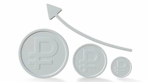 Russian ruble. The Increasing Icon Is Up. 3d-rendering イラスト素材