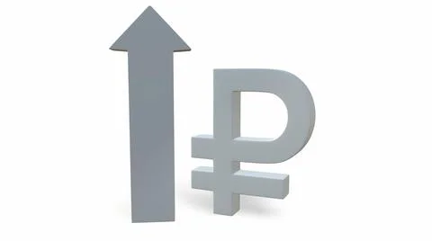 Russian ruble. The Increasing Icon Is Up. 3d-rendering Stock-Illustration