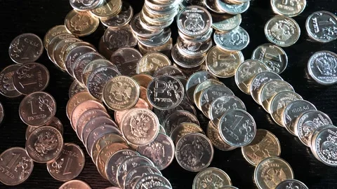 Russian ruble. Metal coin. Russian currency Video stock 172990853