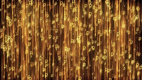 Russian Ruble RUB Gold Background Stock Footage 84982481