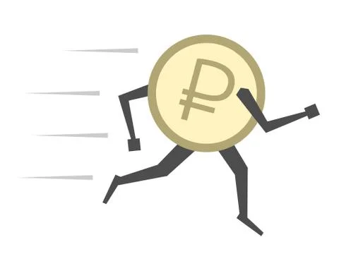 Russian ruble running isolated Stock Illustration