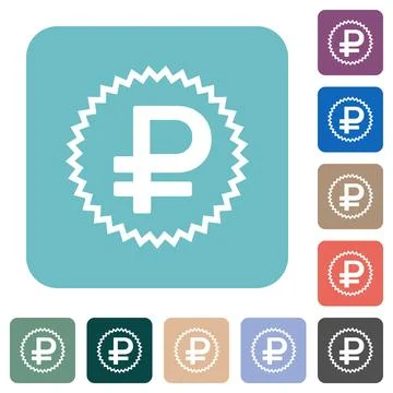Russian Ruble sticker alternate rounded square flat icons Stock Illustration