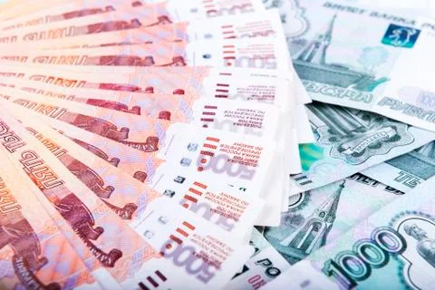 Russian rubles background Stock Photos