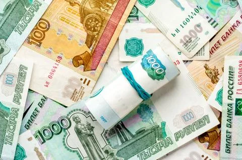Russian rubles background Stock Photos