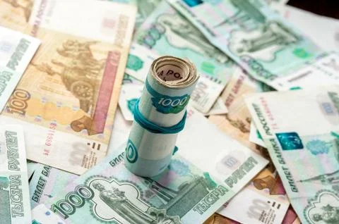 Russian rubles background Stock Photos