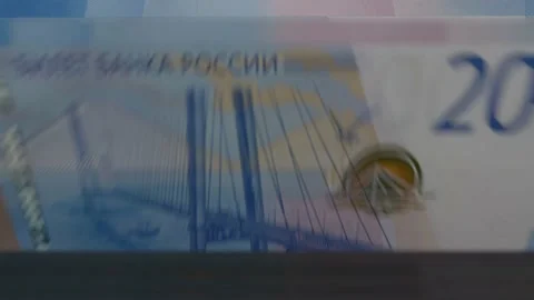 Russian rubles in cash machine. 2000 rubles counting video Video stock 168560965