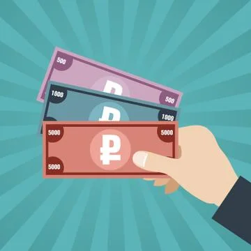 Russian Rubles In Hand Stock Illustration