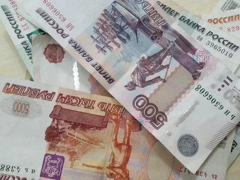 Russian rubles Stock Photos