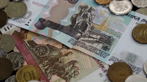 Russian Rubles Rotating Stock Footage 120420044