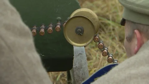 Russian Russian machine gun crew consisting of two soldiers of the old Russian  Stock Footage 82207022