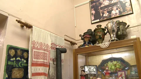 Russian samovar on table Stock Footage 36539896