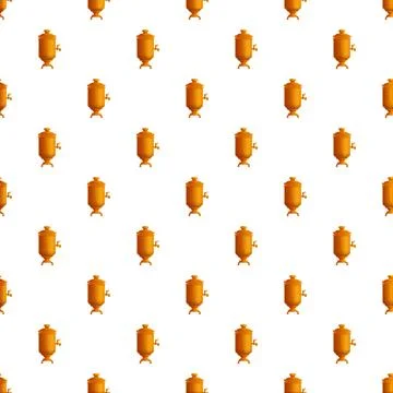 Russian samovar vintage pattern repeating on white background Stock Illustration