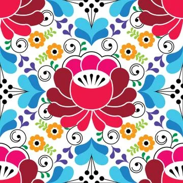 Russian seamless folk pattern, traditional colorful design with flowers Stock Illustration