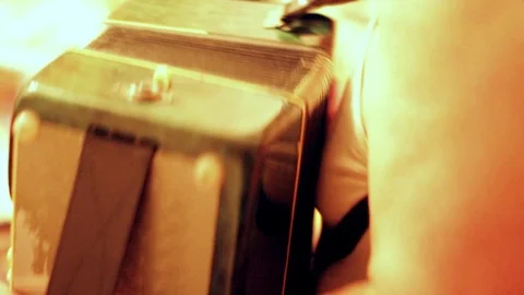Russian singer plays the accordion Stock Footage