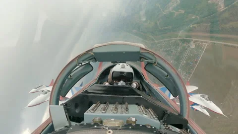 Russian sky plane perform rotation trick. Fighter jets mig29 turning. Pilot fly. Stock Footage 228678454