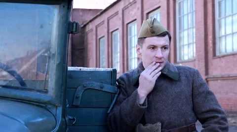 Russian soldiers expect the second world war Stock Footage 48042187