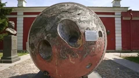 Russian soviet space technology on display in Saint Petersburg, Russia. Historic Stock Footage 164629618