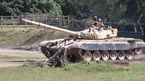 Russian Soviet T72 Main Battle Tank Stock Footage 244998486