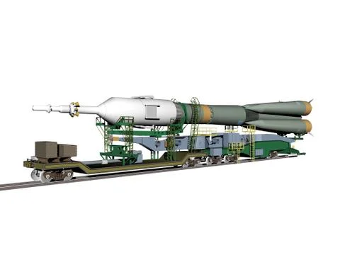 Russian Soyuz rocket at launch site Stock Illustration