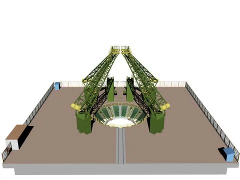 Russian Soyuz rocket at launch site Illustrazione stock