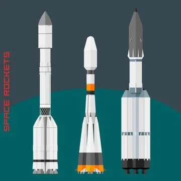 Russian space rockets set Illustrazione stock