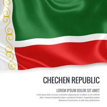 Russian state Chechen Republic flag waving on an isolated white background... Stock Illustration