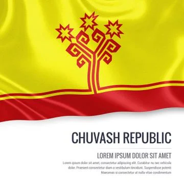 Russian state Chuvash Republic flag waving on an isolated white background... Stock Illustration