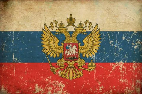 Russian State Flag Flat Aged Stock Illustration