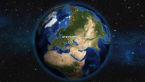 RUSSIAN STAVROPOL ZOOM IN FROM SPACE Stock Footage 115847733