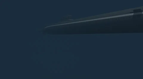 Russian Submarine Appears in Murky Ocean Stock Footage