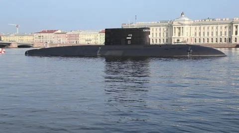 Russian submarine "Krasnodar" (class Improved Kilo) with missile system Kalibr Stock Footage 67355079