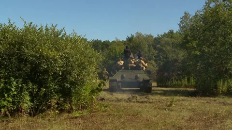 Russian tank back Stock Footage 33639625