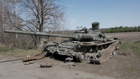 Russian tank blown up on a mine Vidéo 197486691