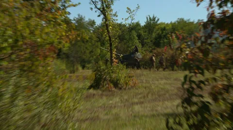 Russian tank in brush 2 Stock Footage 36549864