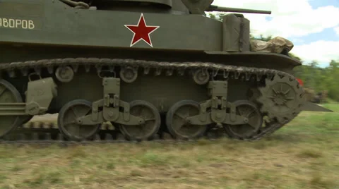 Russian tank close up Stock Footage 32511606